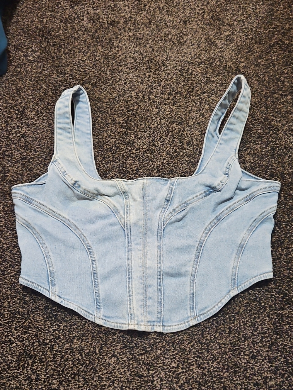 GARAGE Light Blue Denim Corset Crop Top - Women